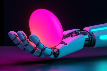 Poster - A mechanical hand grasping a spherical stock icon