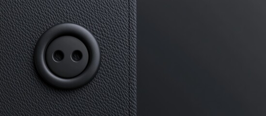 Poster - 3D Visualization of Textured Dark Gray Leather Button Featuring Empty Space for Custom Text or Branding