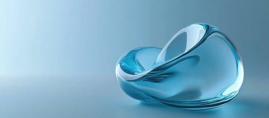 Poster - cyan glass liquid shapes in a fluid style on a surface with empty copyspace for modern design elemen
