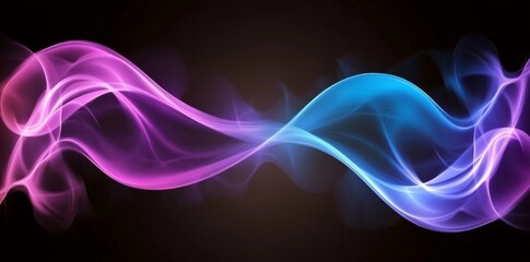 Poster - Wave lines in dynamic blue-green hues, set against a black backdrop, embodying AI technology, digital, communication, science, and music