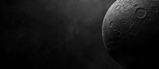 Poster - Close Up of Black Moon Against Dark Background with Space for Text or Graphics