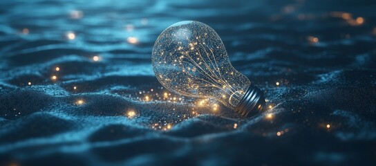 Poster - a light bulb featuring a complex digital network in front of a dark technological backdrop, symboliz