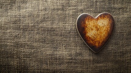 Poster - Close up of a textured heart-shaped guitar pick displayed on a rustic background with empty space for creative text or branding