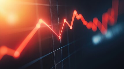 Poster - Business graph close up showcasing a red downtrend line with ample empty space for text and data visualization elements.
