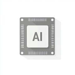 Poster - Mobile AI CPU icon in a flat design