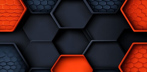 Poster - Abstract design with a glowing hexagon pattern - Generative Ai