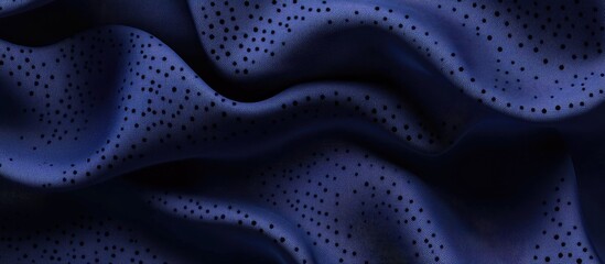 Poster - Abstract Navy Blue Wave Fabric with Black Dots Background Ideal for Stylish Banner Design Featuring Copyspace for Text Applications