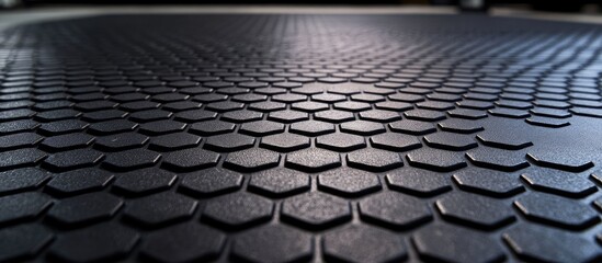 Poster - black hexagonal rubber mat texture with empty space for custom text or design elements in modern set