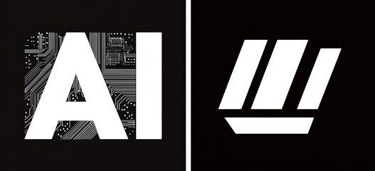Poster - stock ai icon. technology linked to stocks, smart computer systems, and a robot graphic. a modern st