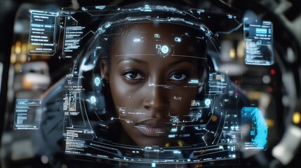 Poster - Woman artist uses AI Art Assistant to produce an image