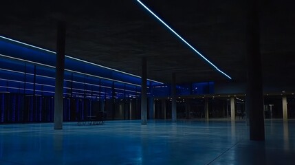 Poster - In a Dark Room, Modern Data Technology Center Server Racks are Displayed with VFX, Capturing the Visualization Concept of Internet of Things, Data Flow, Digital Transformation of Internet Traffic,