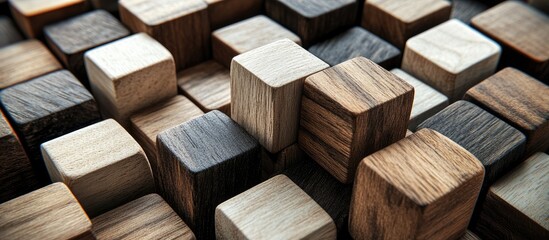 Poster - checkerboard design atop assorted wooden cubes creating a modern textured background with editable t
