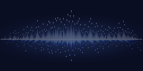 Aufkleber - Dots sound wave music equalizer beats or data transfer. Digital technology background.