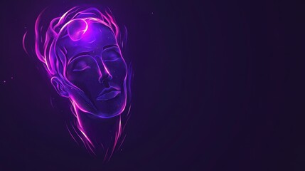 Poster - A cyber head with AI technology doodles featured on a stock banner, symbolizing a robotic computer intellect brainstorming creativity ideas for business