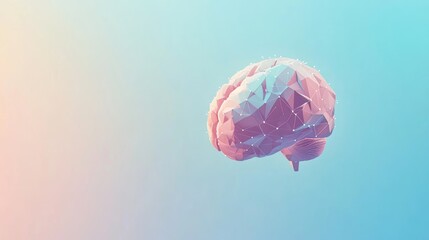 Poster - A blue background with a polygonal design of a human brain