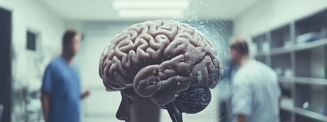 Poster - The business hand operates with cryptocurrency using an AI computer interface