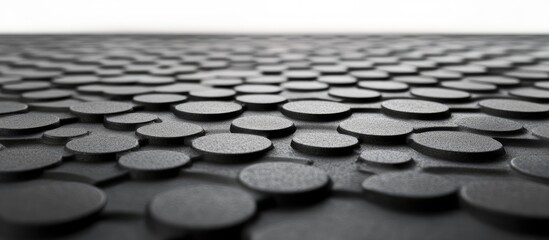 Poster - Textured Black Rubber Mat Close-up with Circular Surface for Background and Design Elements