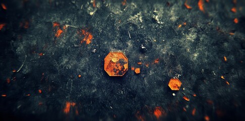 Poster - A hexagon pattern on an abstract background, illuminated by lights - Generative Ai