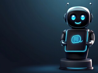 Poster - AI stock and intelligent digital chatbots facilitate customer interactions through a smartphone technology chat concept