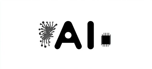 Poster - Stock AI logo. Technology pertaining to stocks, intelligent computer systems, and a robot graphic. A contemporary Stock logo or symbol. Tech sign