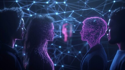 Poster - Digital connections people interacting in a network.