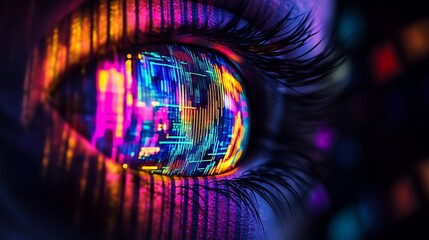 Aufkleber - Colorful Digital Eye Representing Cyber Vision and Technology : Generative AI