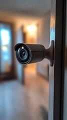 Aufkleber - Modern Security Camera Close-up in a Cozy Home Environment : Generative AI