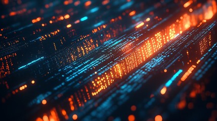 Aufkleber - Vibrant Orange and Blue Digital Circuit with Futuristic Technology Themes : Generative AI