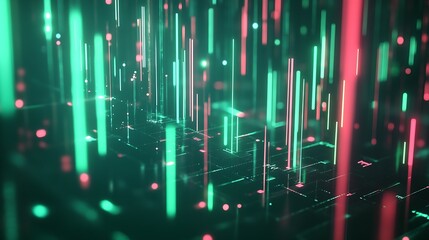 Aufkleber - Futuristic Virtual Reality Background with Bright Neon Data Streams : Generative AI