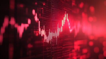 Aufkleber - Pulsating Red Grid Background Depicting Energy Flow and Technological Innovation : Generative AI