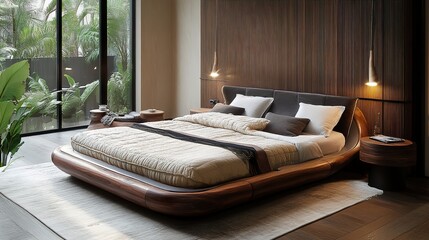 Canvas Print - Modern Luxury Wooden Bedroom Interior Design