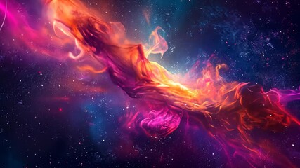 Wall Mural - This video showcases a vibrant space filled with clouds and stars, providing a captivating view of the celestial scenery, Futuristic abstract galaxy with vibrant colors