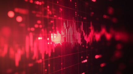 Aufkleber - Vibrant Red Frequency Wave Background Representing Dynamic Data and Animation : Generative AI