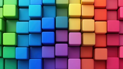Poster - Array of colorful cubes, stacked in a seemingly endless pattern, creating a vibrant and dynamic visual experience
