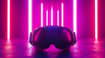 Poster - VR headset in neon pink light.