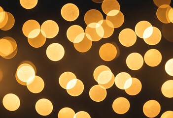 Poster - Golden Bokeh Lights Create Festive Ambiance. A close-up view of golden bokeh lights against a dark background