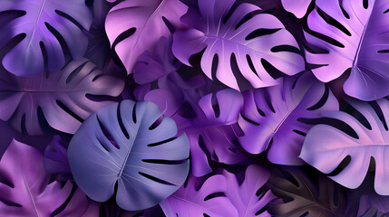 Wall Mural - stunning background of beautiful purple tropical leaves, exuding elegance and mystery. The intricate patterns symbolize transformation, creativity, and balance amidst the chaos of nature