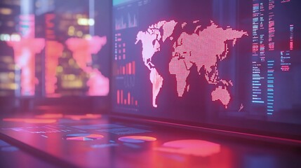Poster - Global data analysis displayed on futuristic screen.