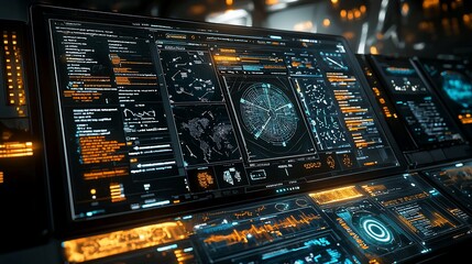 Poster - Futuristic tech control panel with data visualization.