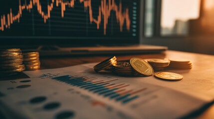 Poster - Financial growth analysis business office infographic data modern environment close-up view investment strategies