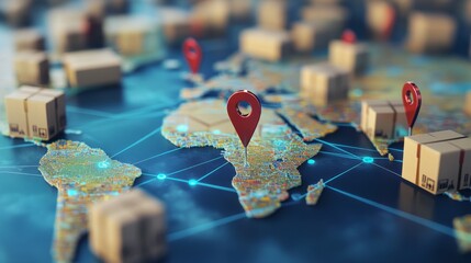 Poster - Supply chain management overview global map digital visualization business sector analytical view logistics and trade insights