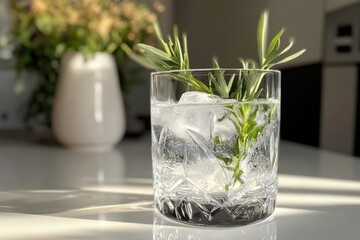 Wall Mural - Elegant Gin and Tonic with Rosemary