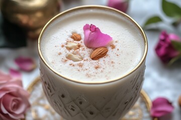 Wall Mural - Delicate Almond Rose Drink - A Refreshing Treat