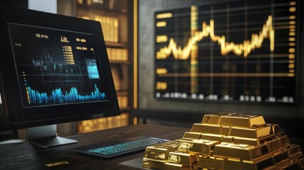Poster - financial market analysis office digital data visualization modern environment close-up investment s