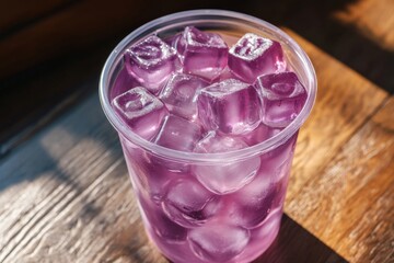 Wall Mural - Purple Iced Drink in a Plastic Cup