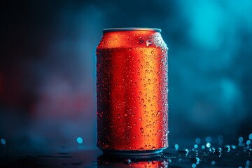 Wall Mural - Close-up of a Red Iced Can