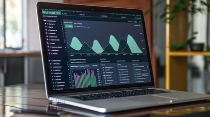 Poster - data visualization dashboard office space digital interface modern environment overhead view busines