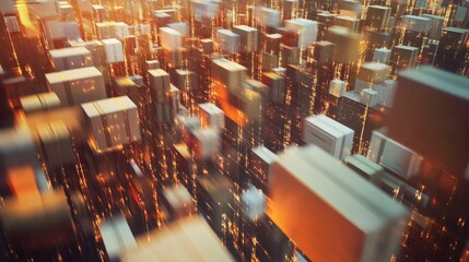 Poster - Dynamic cargo movement simulation virtual environment 3d animation technology aerial perspective digital logistics
