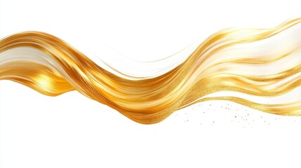 Poster - Golden wave motion abstract art digital graphic white background high contrast creative design