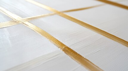 Poster - Artistic expression golden brush strokes on canvas studio abstract artwork bright environment close-up view contemporary concept